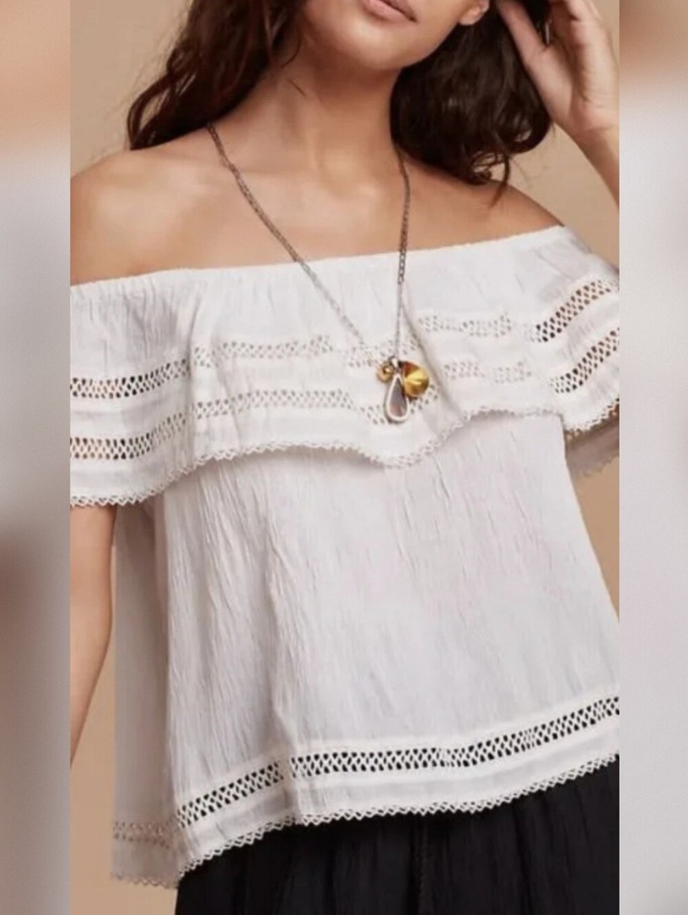 Wilfred Aritzia Off the Shoulder Promener Peasant Blouse In All White, Size S